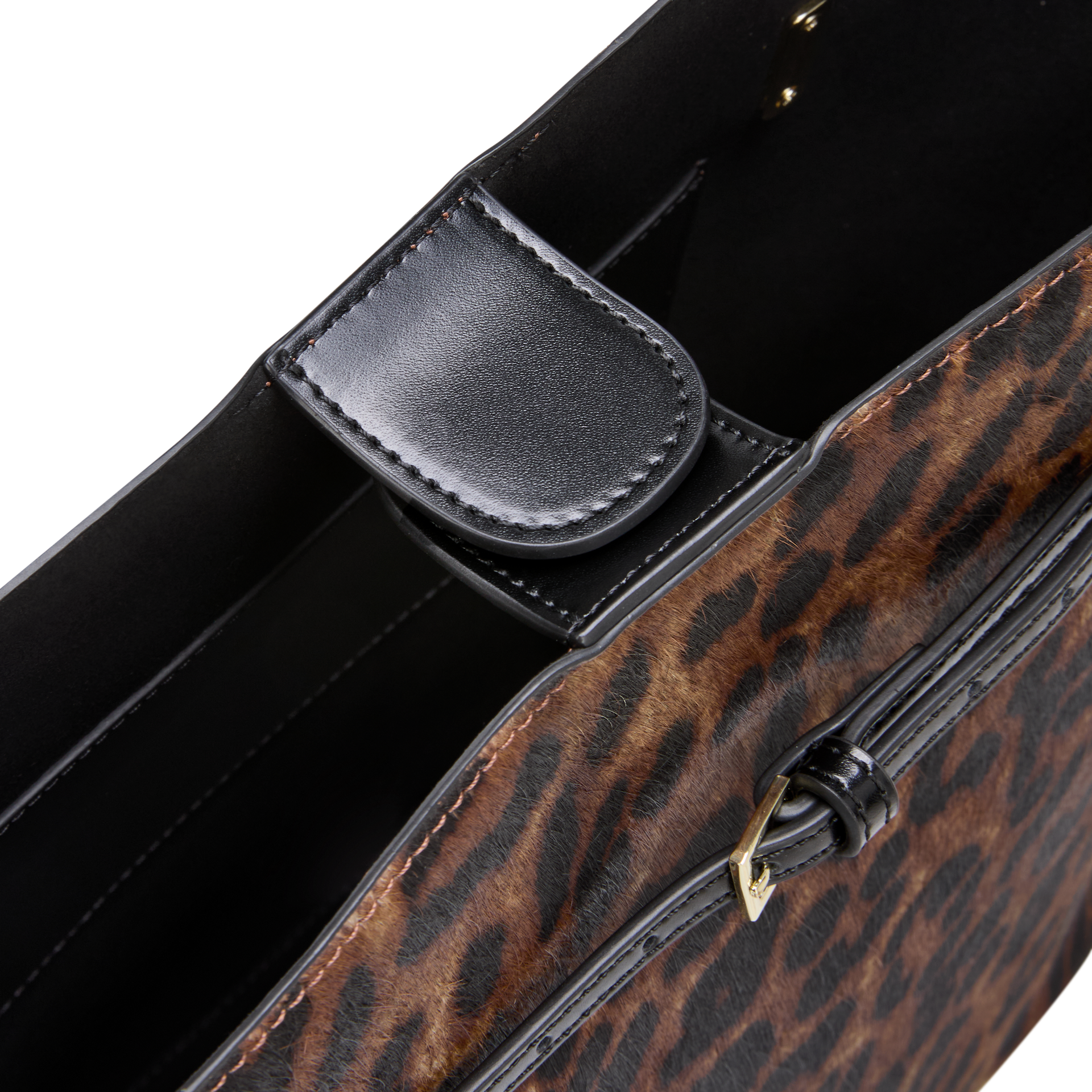 Chic Leopard Print Calf Hair Belted Tote Bag with Adjustable Shoulder Strap