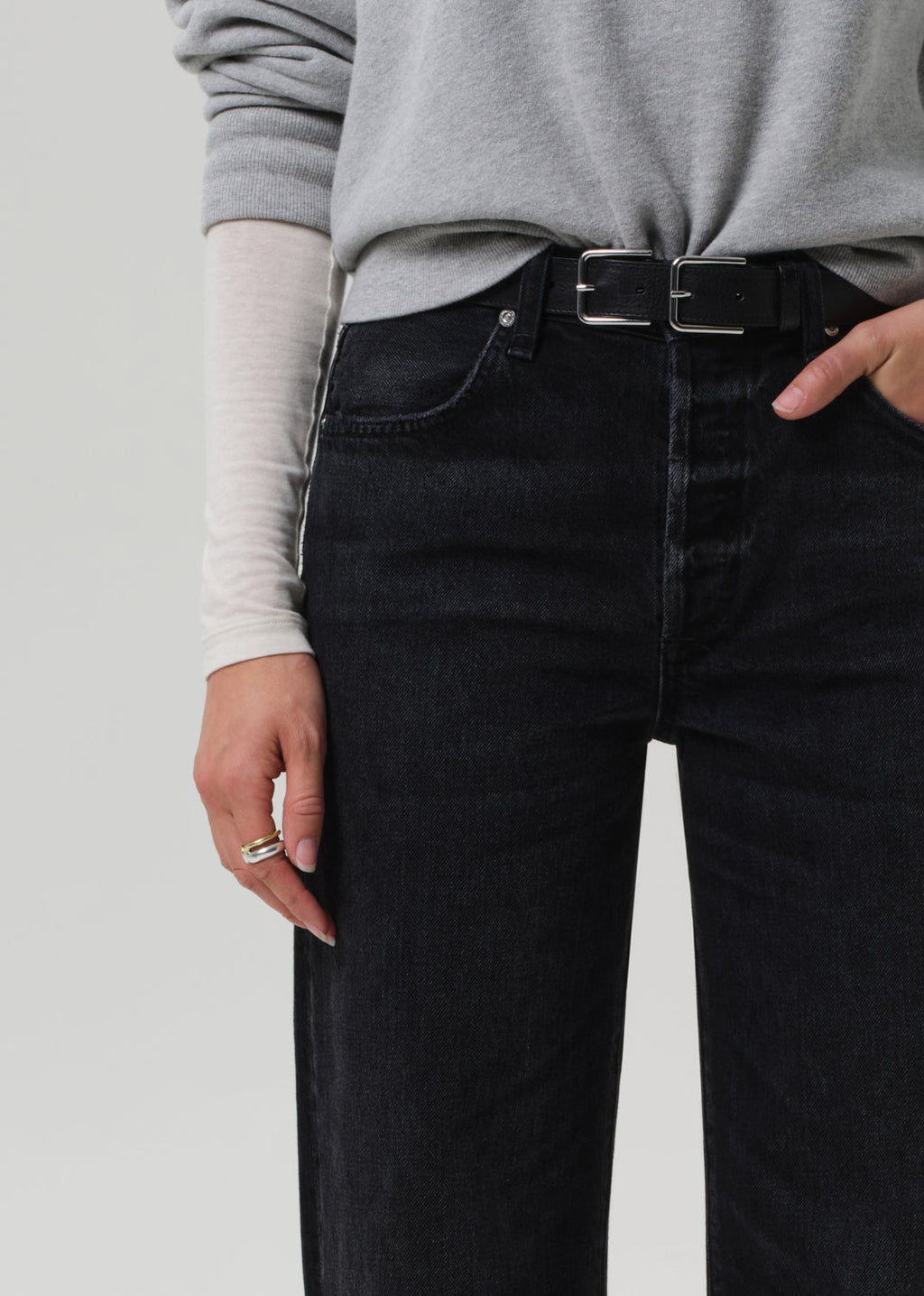 Annina High-Rise Straight Leg Jeans 30" Raine Faded Black Regenerative Cotton