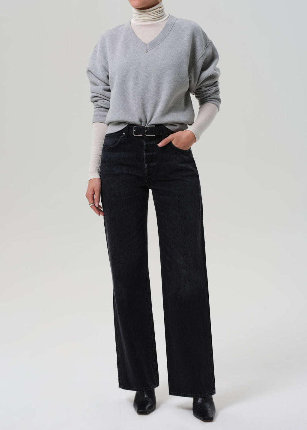Annina High-Rise Straight Leg Jeans 30" Raine Faded Black Regenerative Cotton