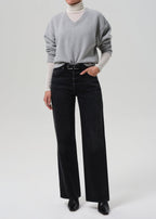 Annina High-Rise Straight Leg Jeans 30" Raine Faded Black Regenerative Cotton