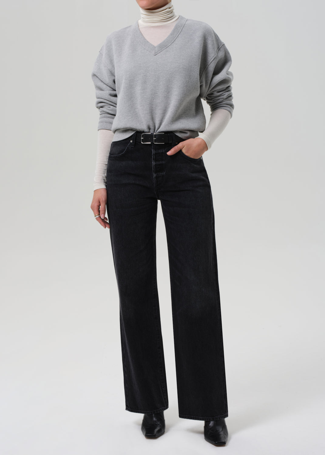 Annina High-Rise Straight Leg Jeans 30" Raine Faded Black Regenerative Cotton