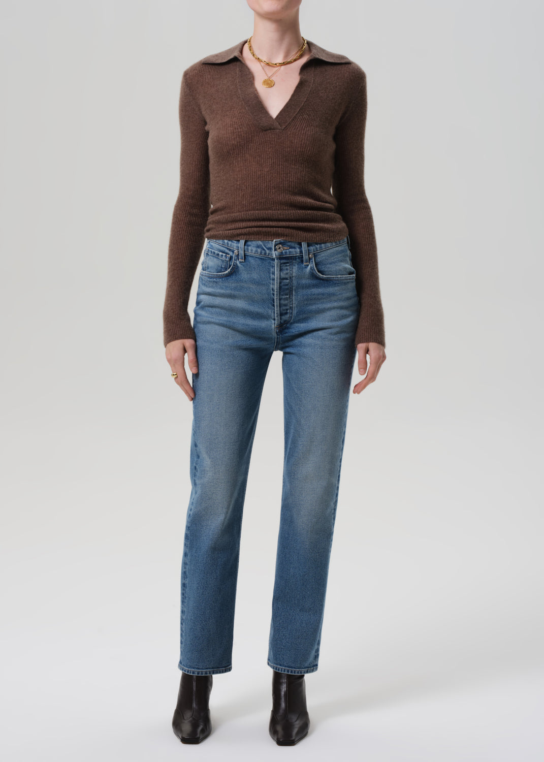 Blaine High-Rise Vintage Straight Jeans: Japanese Comfort-Stretch Denim in Lyon