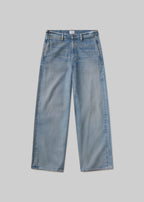 Ayla Polish Trouser: Chic High-Rise, Relaxed Straight Leg Chalice Denim Pants