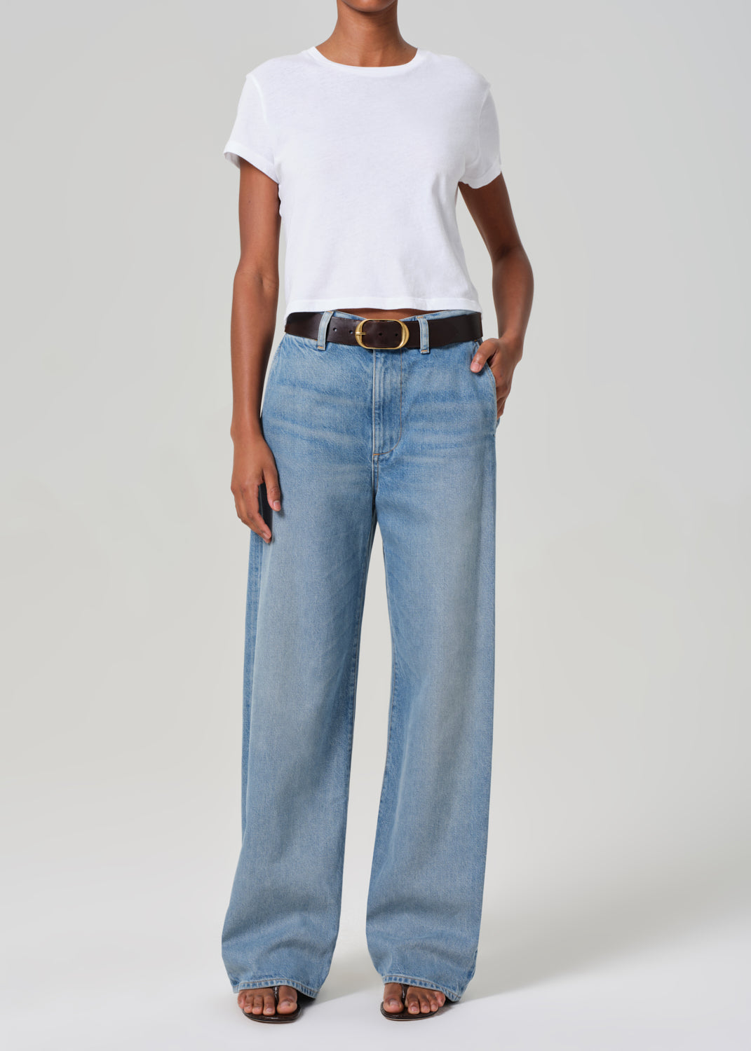 Ayla Polish Trouser: Chic High-Rise, Relaxed Straight Leg Chalice Denim Pants