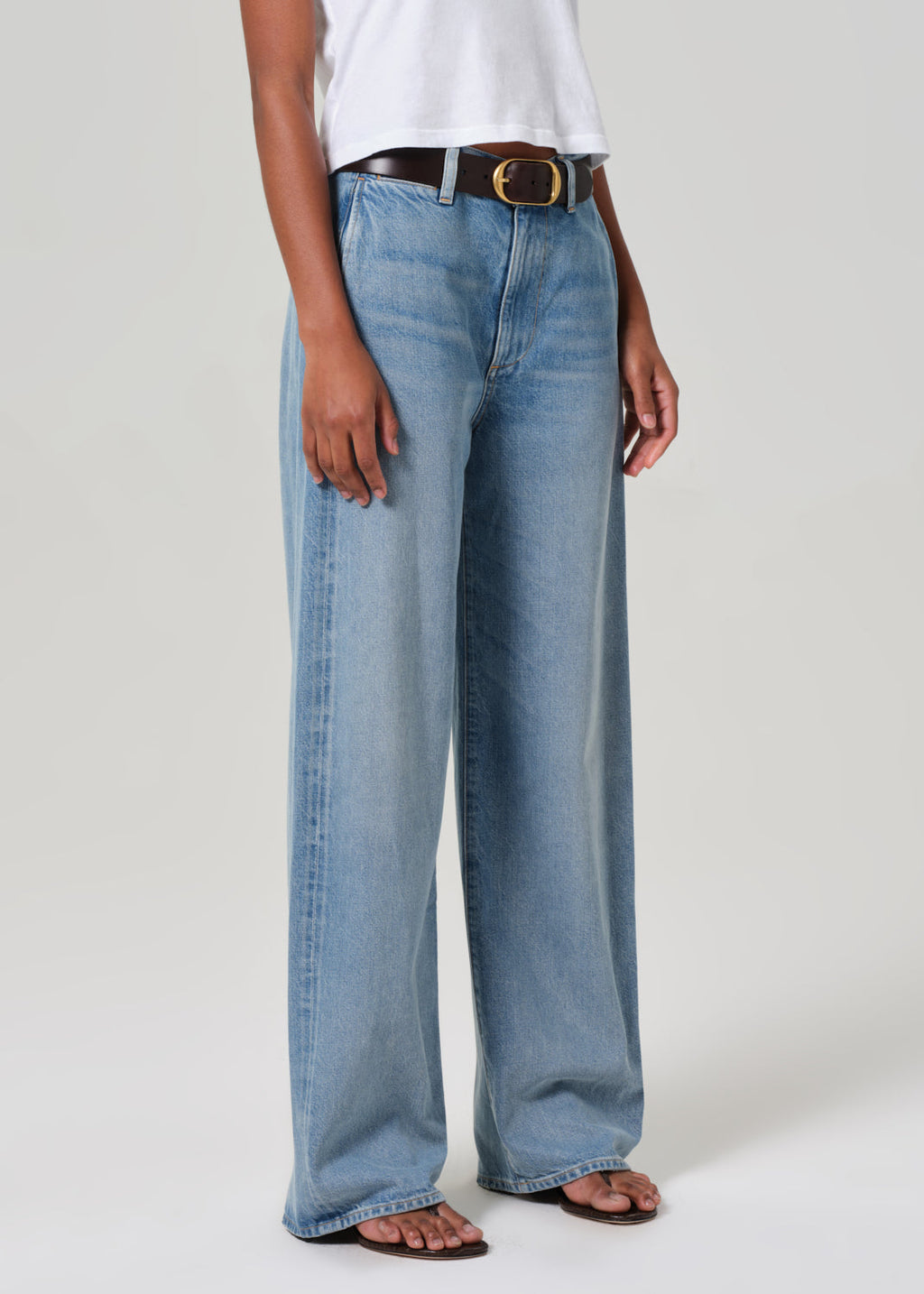 Ayla Polish Trouser: Chic High-Rise, Relaxed Straight Leg Chalice Denim Pants