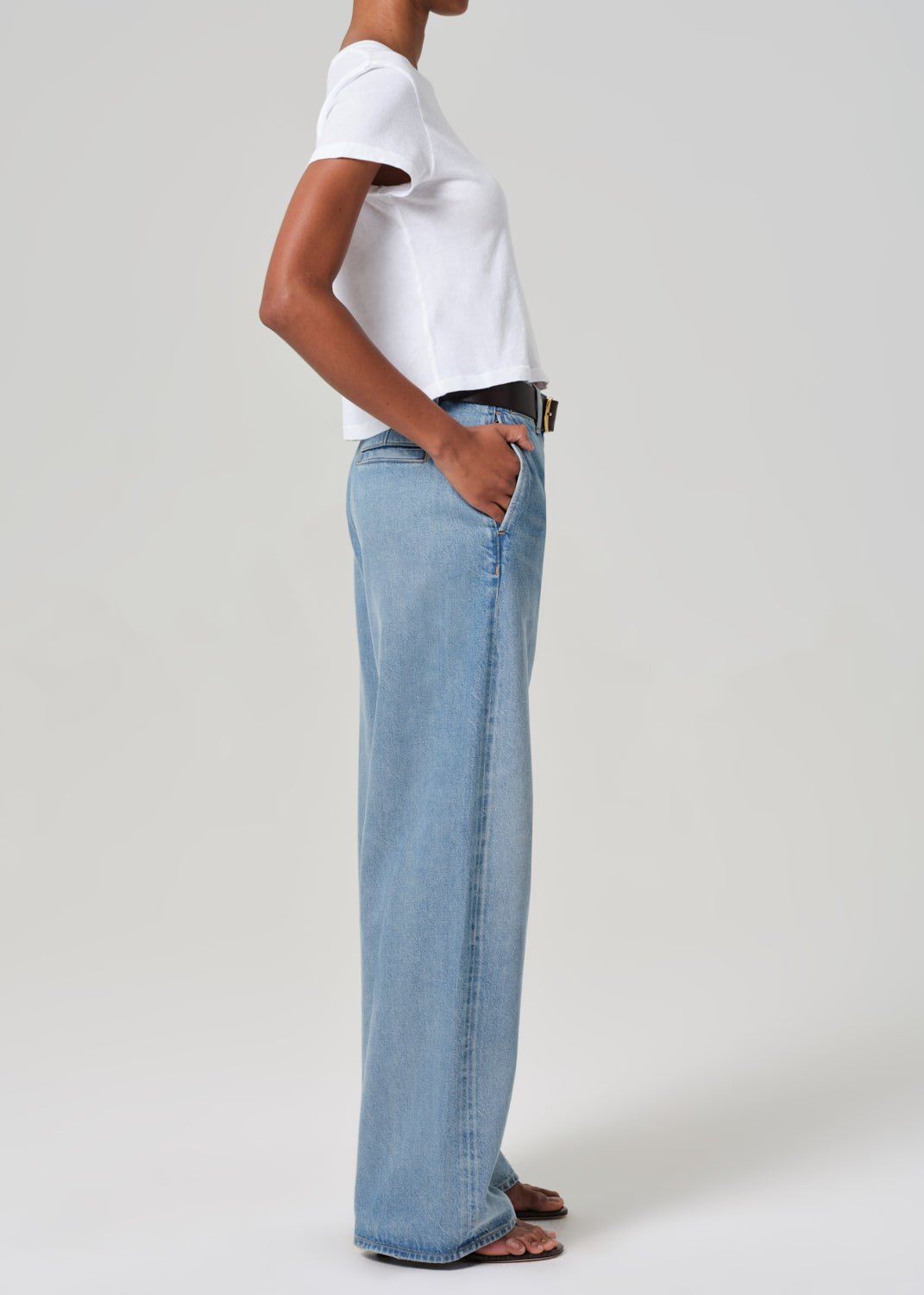 Ayla Polish Trouser: Chic High-Rise, Relaxed Straight Leg Chalice Denim Pants