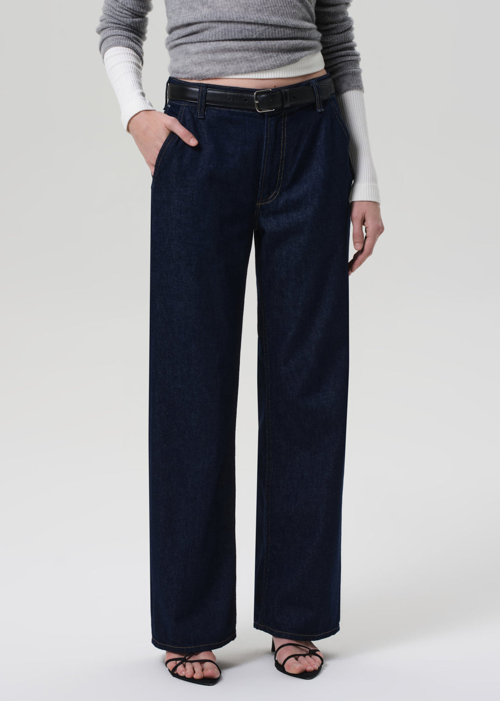 Annina High-Rise Pocket Trouser 30-inch Inky Dark Indigo Regenerative Denim