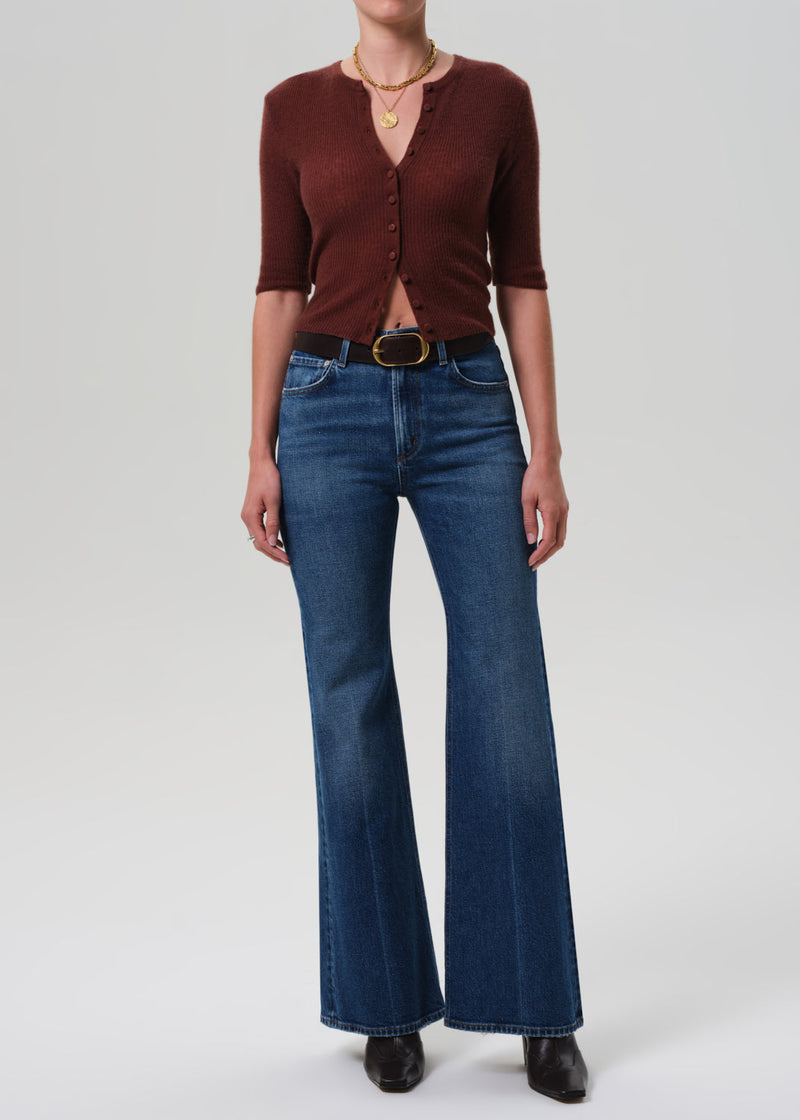 Petite Kimberly 70's High-Rise Flare Jeans - Comfort Stretch Eco-Indigo Denim