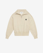 Chic Axelle Women's Cotton Wool Zip Roll Neck Cardigan Light Gray