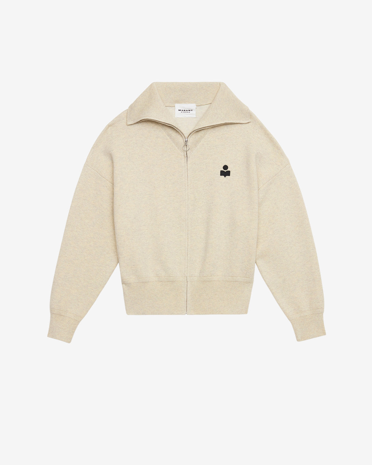 Chic Axelle Women's Cotton Wool Zip Roll Neck Cardigan Light Gray