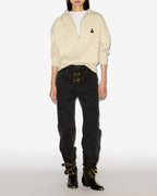 Chic Axelle Women's Cotton Wool Zip Roll Neck Cardigan Light Gray