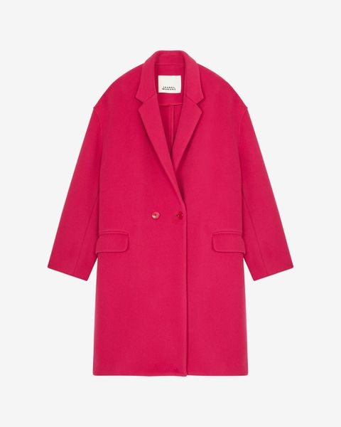 Isabel Marant Efegozi Raspberry Wool Blend Loose Fit Three-Quarter Coat