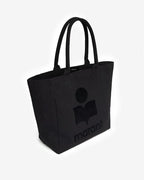 Chic Black Cotton Canvas Yenky Tote Bag with Embroidered Logo