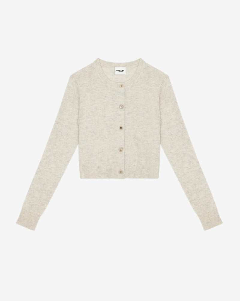 Luxurious Beige Alpaca Cardigan with Elegant Long Sleeves & Marant Logo