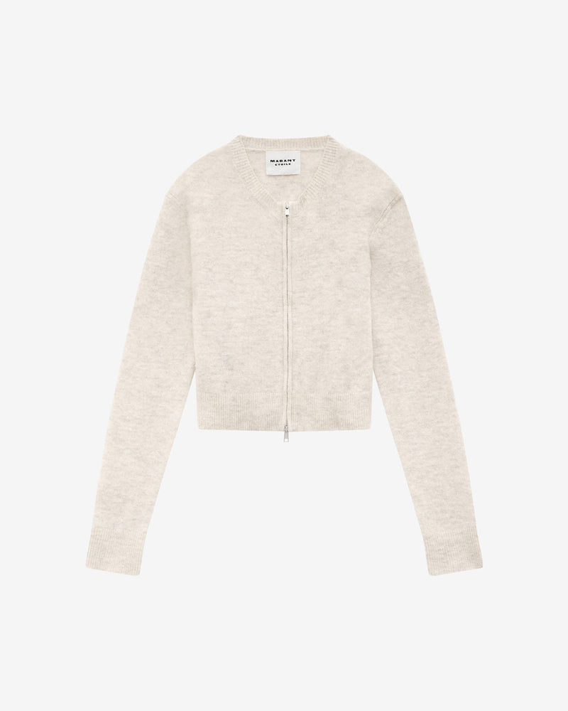 Etoile Oaka Alpaca Knit Cardigan for Women – Cozy Round Neck, Two-Way Zipper