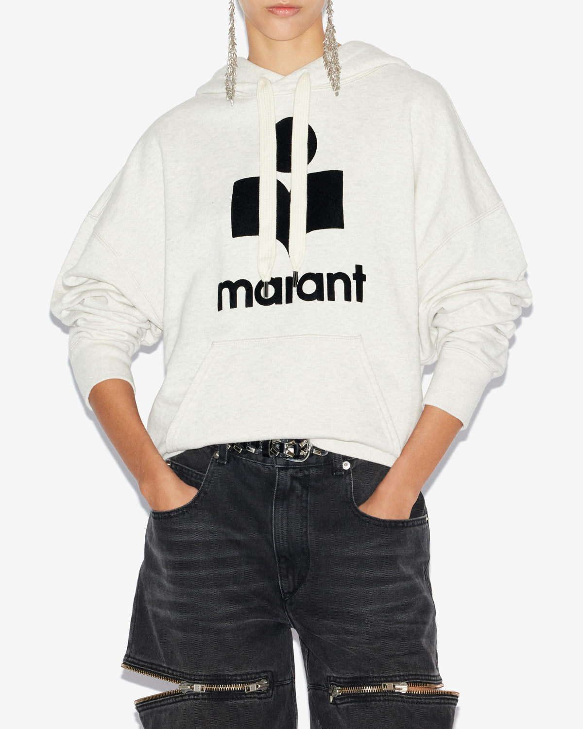 Chic Isabel Marant Etoile Mansel Women's Ecru Logo Hoodie Sweatshirt