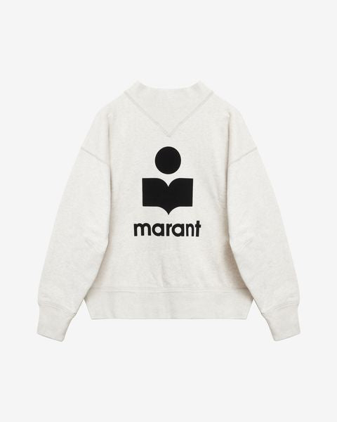 Chic Women's Moby Ecru Cotton Blend Relaxed Fit Sweatshirt V-Neck Logo Detail