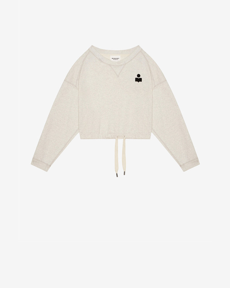 Etoile Margo Cropped Cotton Jersey Sweatshirt with Flocked Logo - Ecru Women's