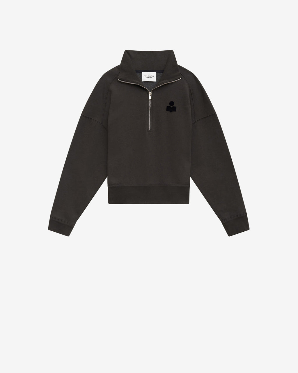 Chic Etoile Ross Women's Black Cotton Stand-Up Collar Zippered Sweatshirt