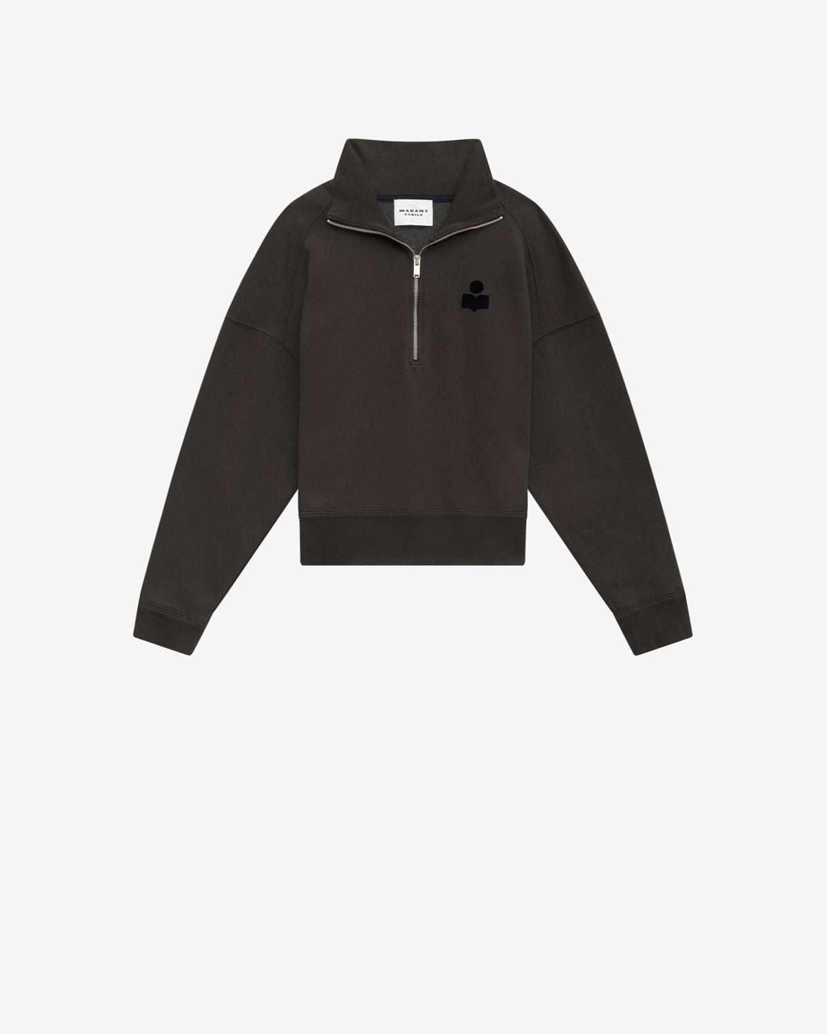 Chic Etoile Ross Women's Black Cotton Stand-Up Collar Zippered Sweatshirt