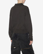 Chic Etoile Ross Women's Black Cotton Stand-Up Collar Zippered Sweatshirt