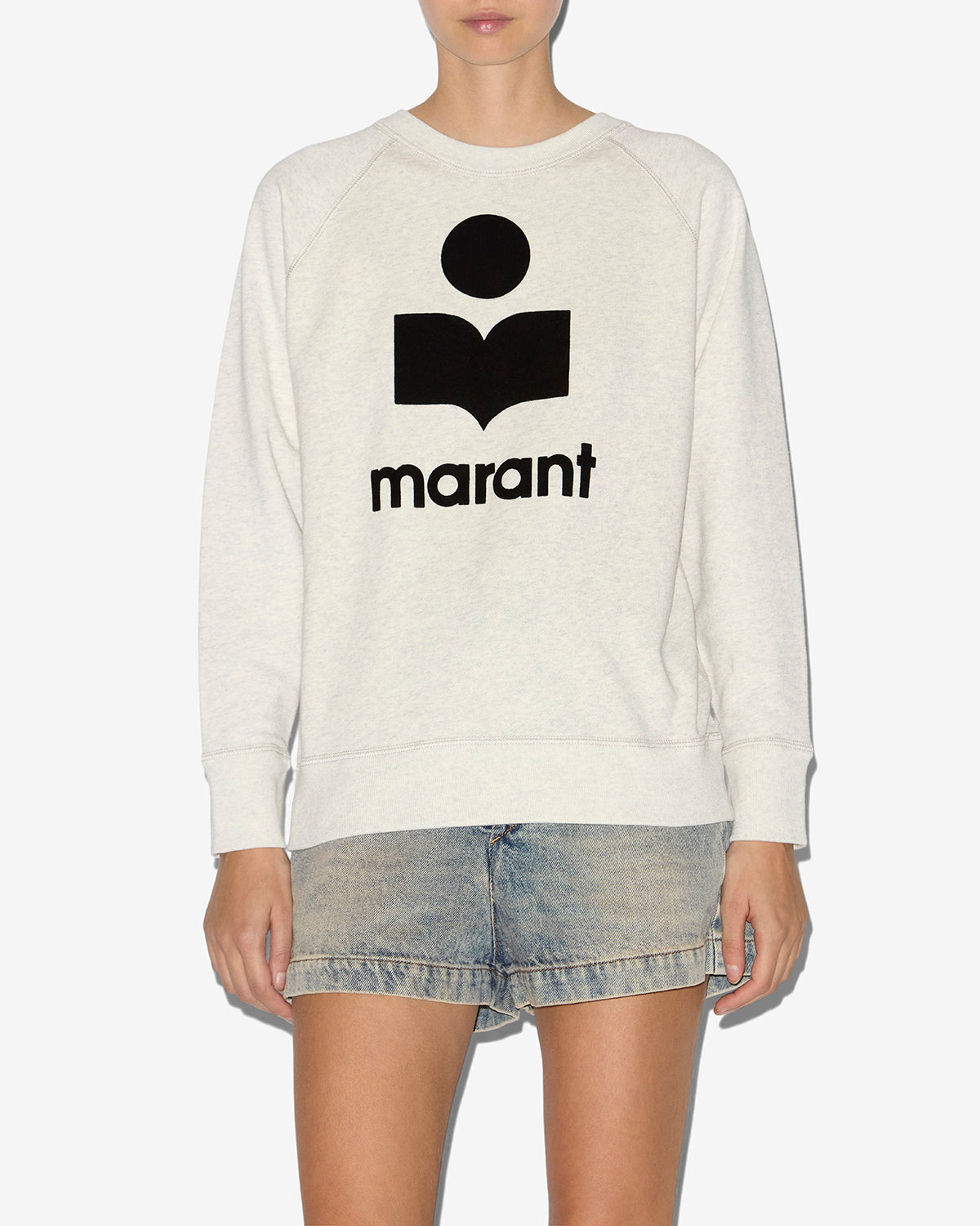 Chic Marant Logo Cotton Sweatshirt: Relaxed Fit, Ribbed, Long Raglan Sleeves