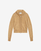 Chic Milly Alpaca Knit Cardigan: Padded Collar, Drawstring, Zippered Style