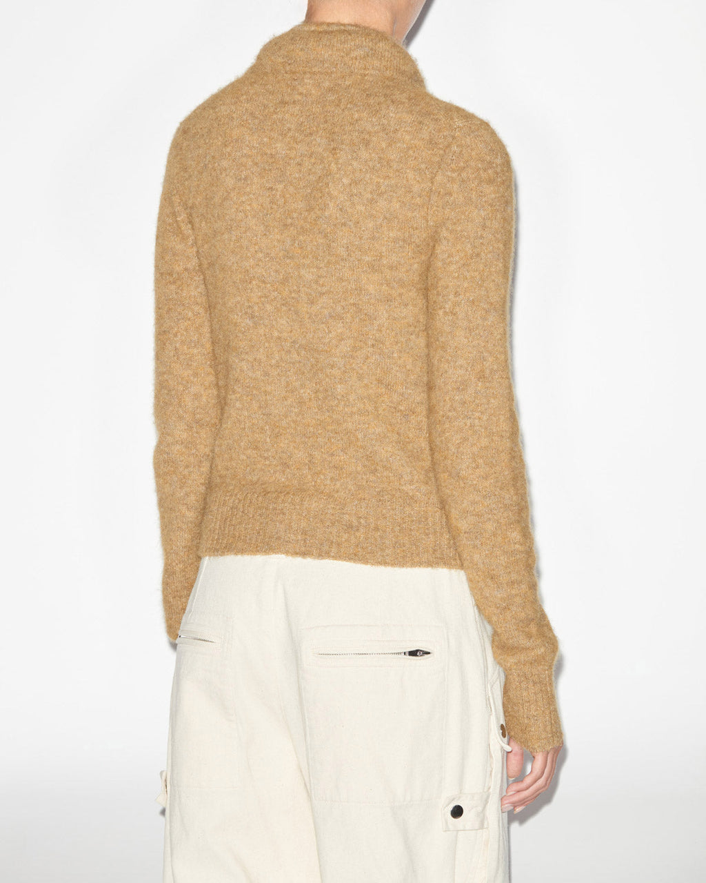 Chic Milly Alpaca Knit Cardigan: Padded Collar, Drawstring, Zippered Style