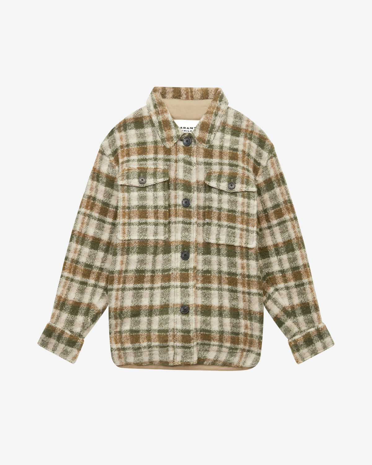 Chic Harveli Checkered Wool Blend Coat - Relaxed Fit, Shirt Collar, Patch Pockets