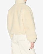 Chic Etoile Mackensy Ecru Shearling Style Coat with Zipper Closure