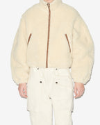 Chic Etoile Mackensy Ecru Shearling Style Coat with Zipper Closure