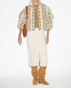 Chic Mackensy Ecru-Brown Shearling Style Cropped Coat Warm Winter Outerwear