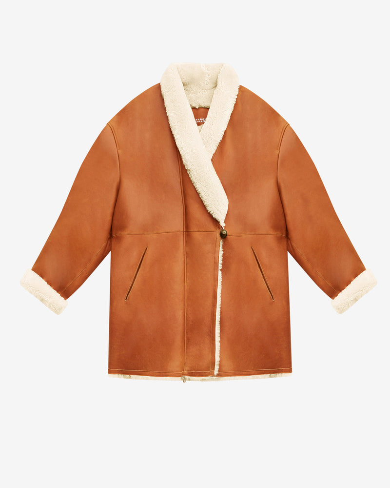 Isabel Marant Elanore Reversible Suede Lambskin Leather Shawl Collar Women's Coat