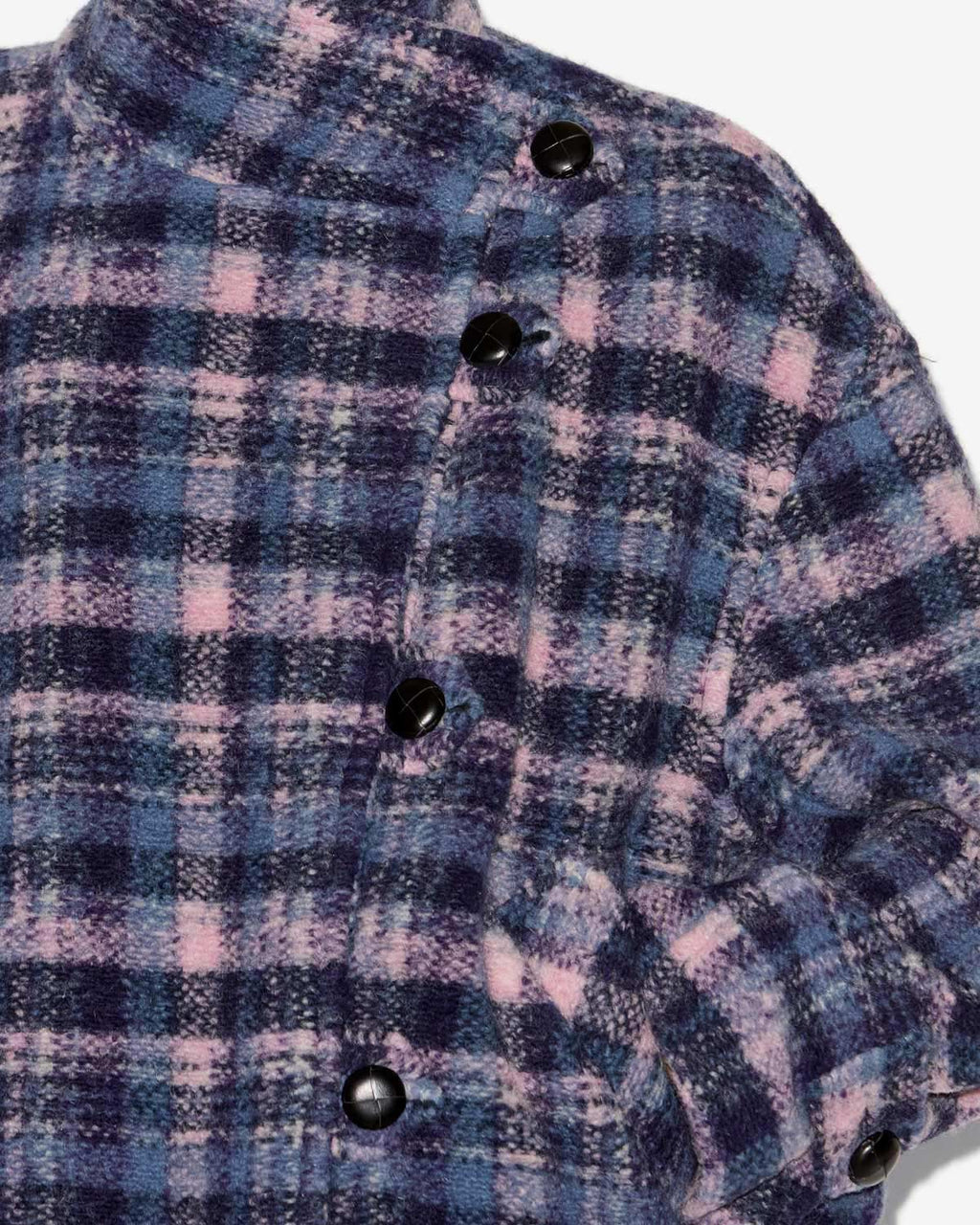 Chic Laeli Cropped Checkered Wool Blend Coat - Lilac-Navy