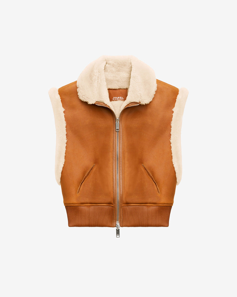 Isabel Marant Edwina Reversible Lambskin Leather Sleeveless Coat - Cinnamon Suede