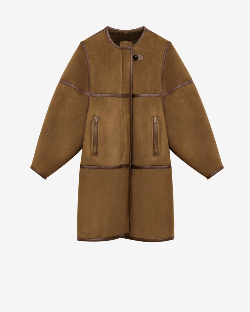Isabel Marant Adael Women's Bronze Lamb Shearling Coat Luxurious Warmth