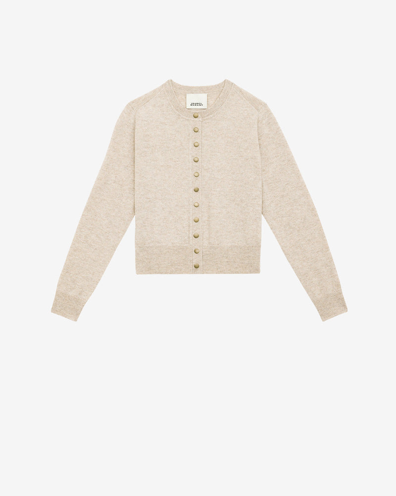 Luxury Merino Cashmere Cardigan for Women - Elegant Fitted Round Neck Sweater