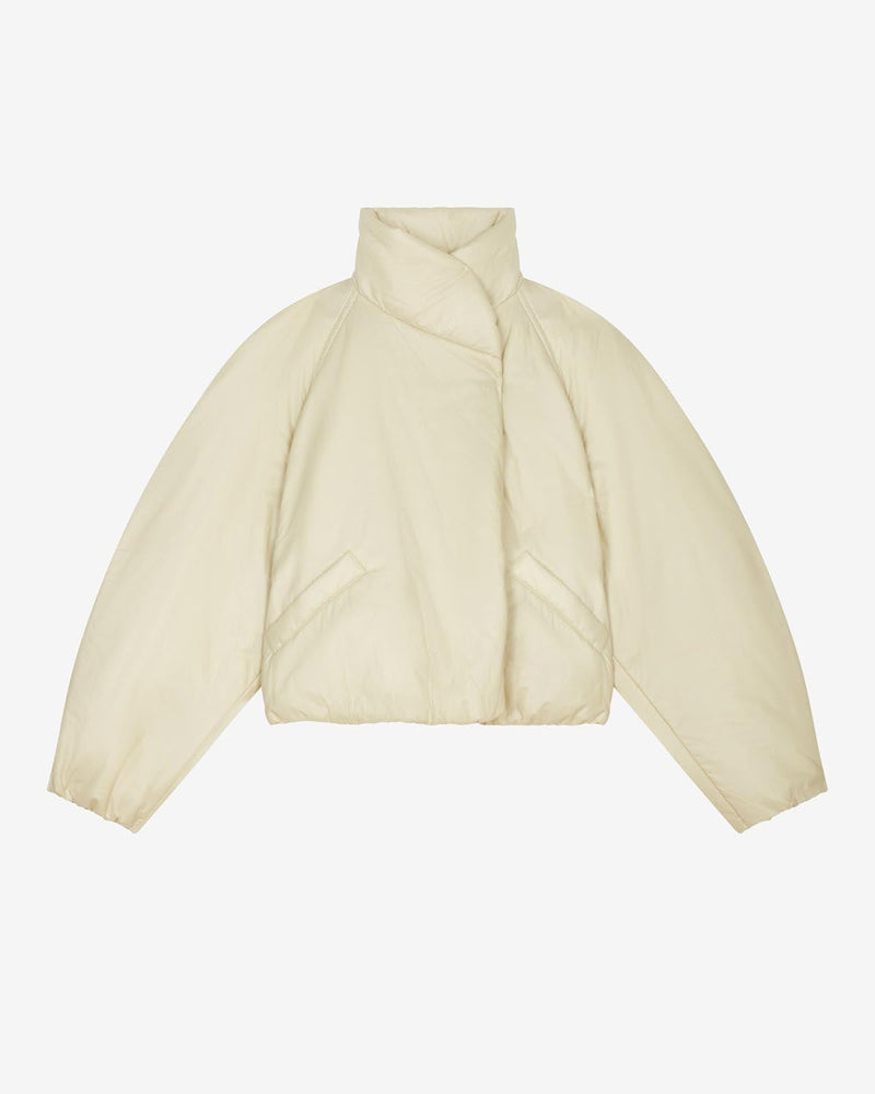 Isabel Marant Dylany Ecru Puff Cotton Long Sleeve Coat with Side Pockets