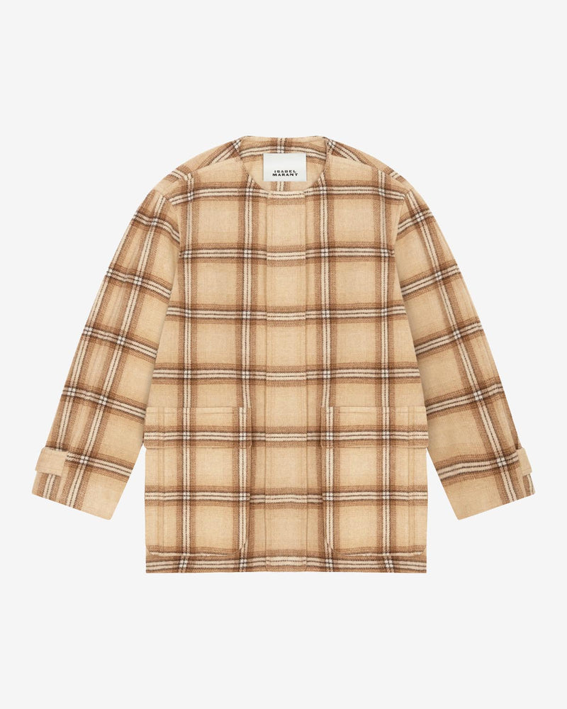 Isabel Marant Efelia Women's Checked Wool Long Coat with Side Pockets