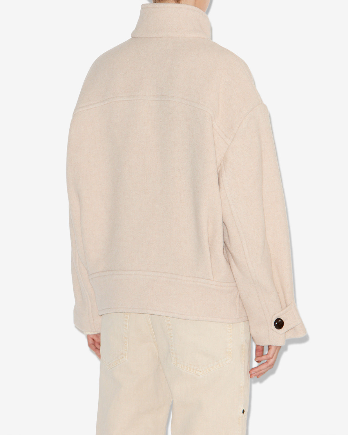 Chic Wool Blend Cropped Coat with Stand-Up Collar &amp; Asymmetrical Buttons