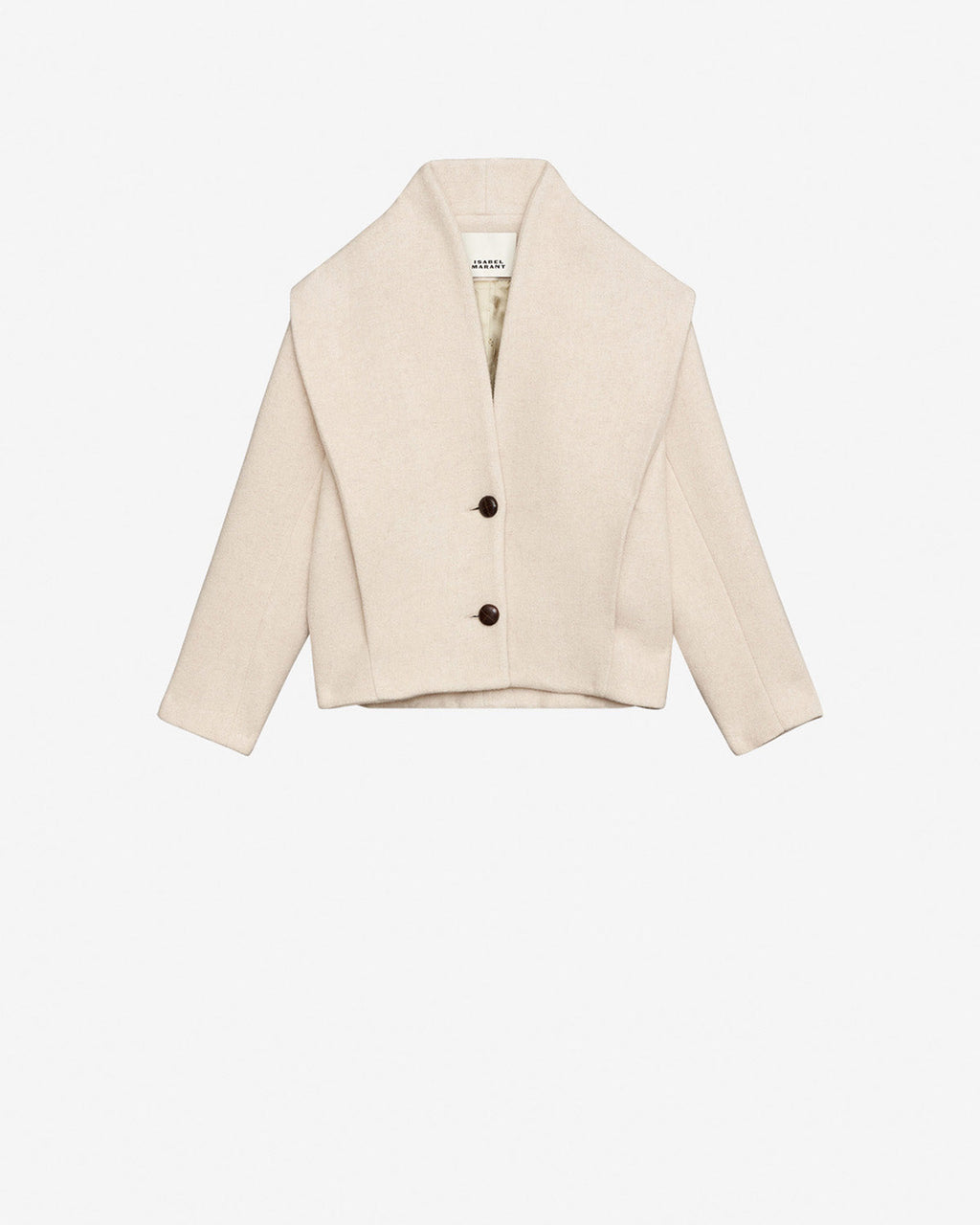 Chic Isabel Marant Dyogo Ecru Wool Blend Coat: Structured Shoulders, Long Sleeves