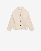 Chic Isabel Marant Dyogo Ecru Wool Blend Coat: Structured Shoulders, Long Sleeves