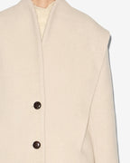 Chic Isabel Marant Dyogo Ecru Wool Blend Coat: Structured Shoulders, Long Sleeves