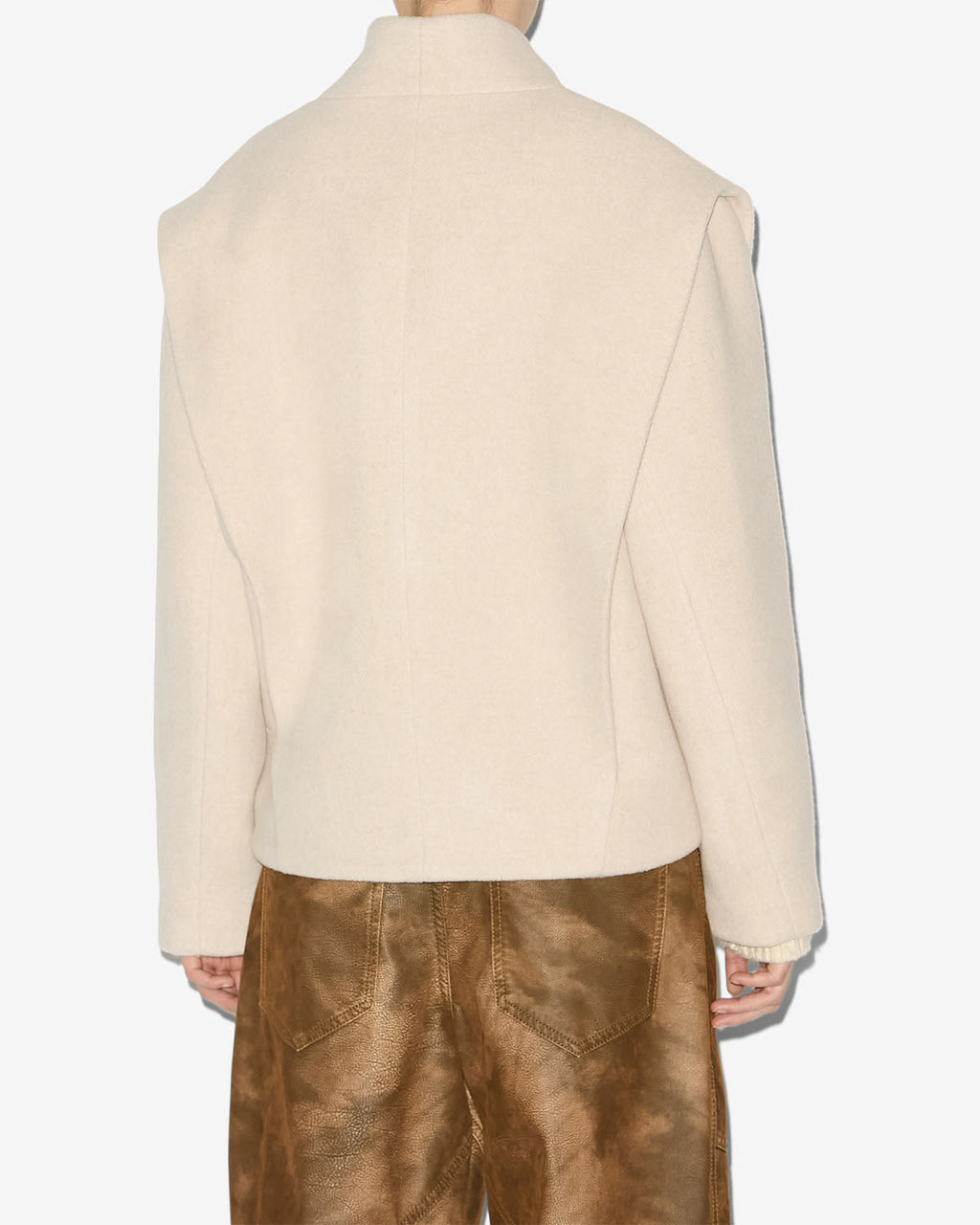 Chic Isabel Marant Dyogo Ecru Wool Blend Coat: Structured Shoulders, Long Sleeves