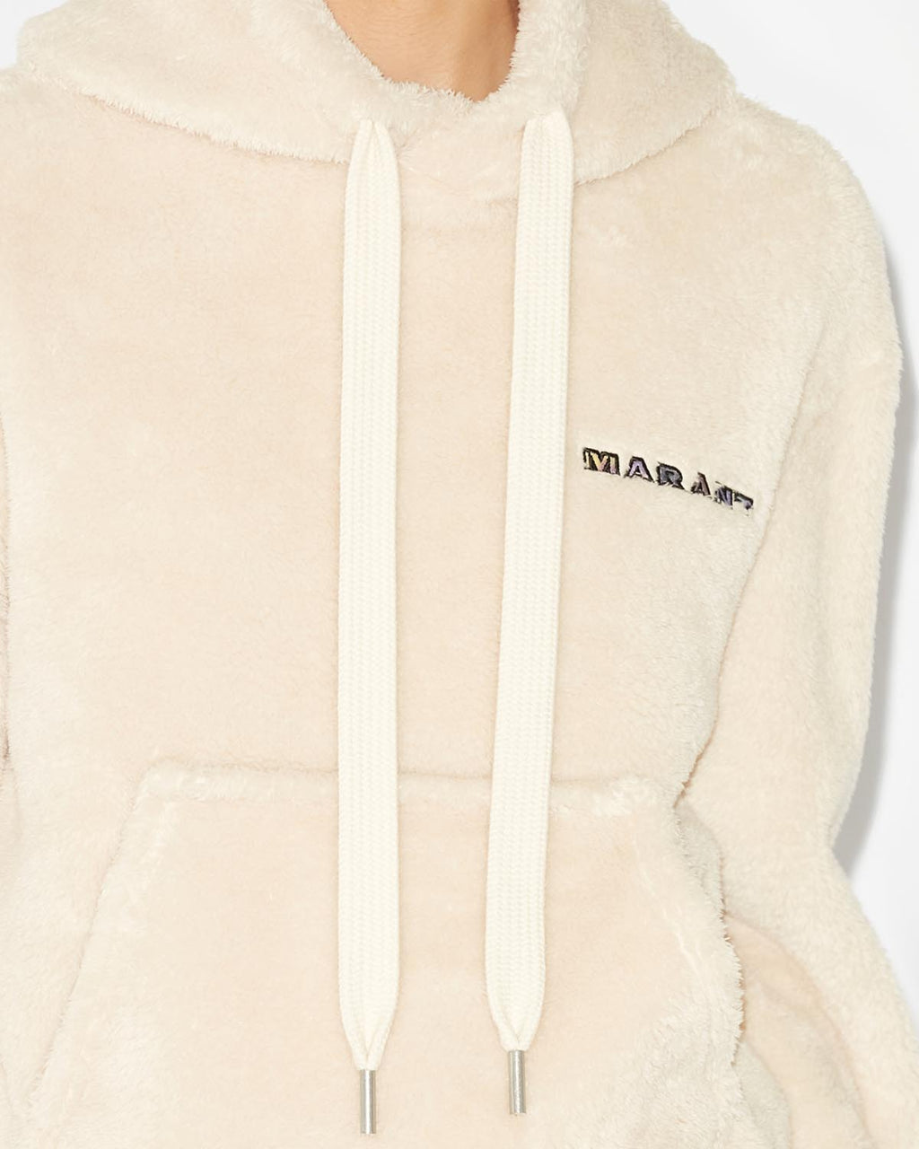 Chic Maeva Fleece Sweatshirt: Long Sleeve, Kangaroo Pocket, Embroidered Marant Logo