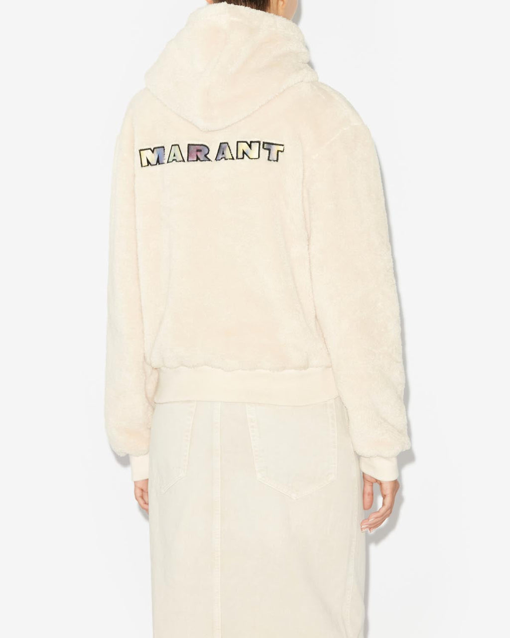 Chic Maeva Fleece Sweatshirt: Long Sleeve, Kangaroo Pocket, Embroidered Marant Logo