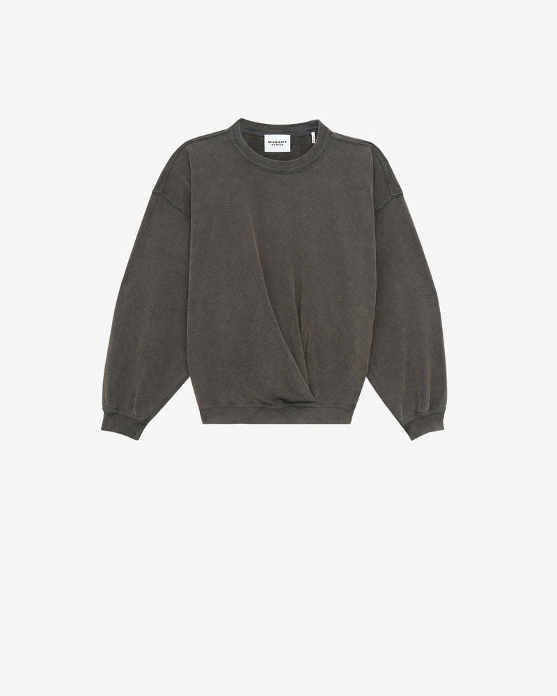Etoile Sauria Draped Washed Cotton Sweatshirt: Pleated Front, Marant Logo, Loose Fit