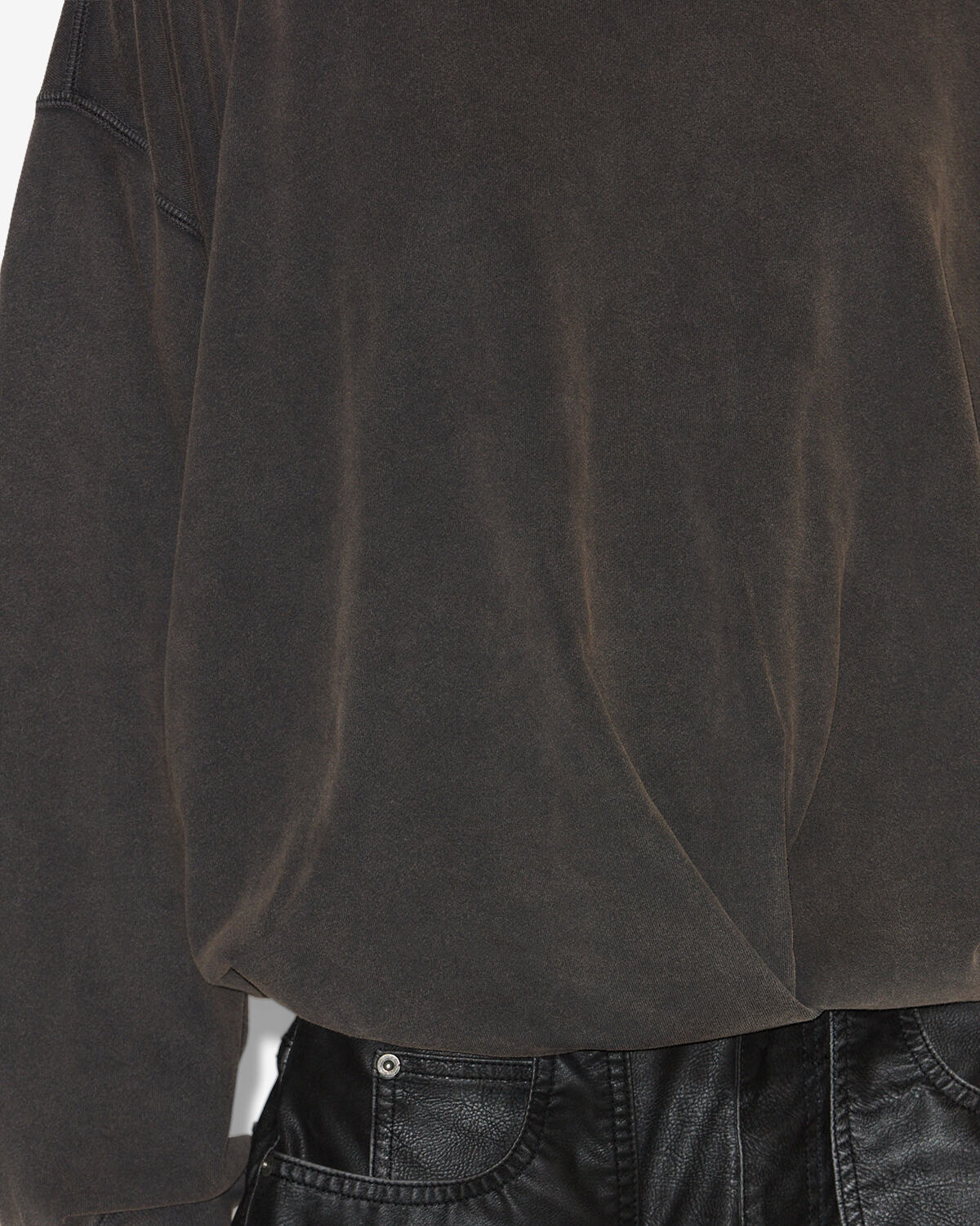 Chic Sauria Draped Washed Cotton Sweatshirt – Embroidered Logo, Loose Fit, Black