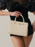 Chic Ivory Togo Leather Book Tote Bag 25: Versatile Crossbody Handbag