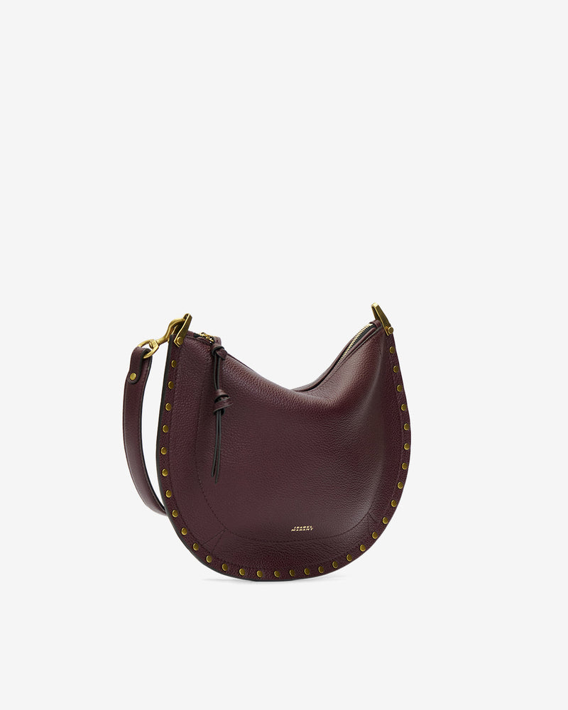 Isabel Marant Oskan Soft Zip Full-Grain Leather Crossbody Bag Burgundy